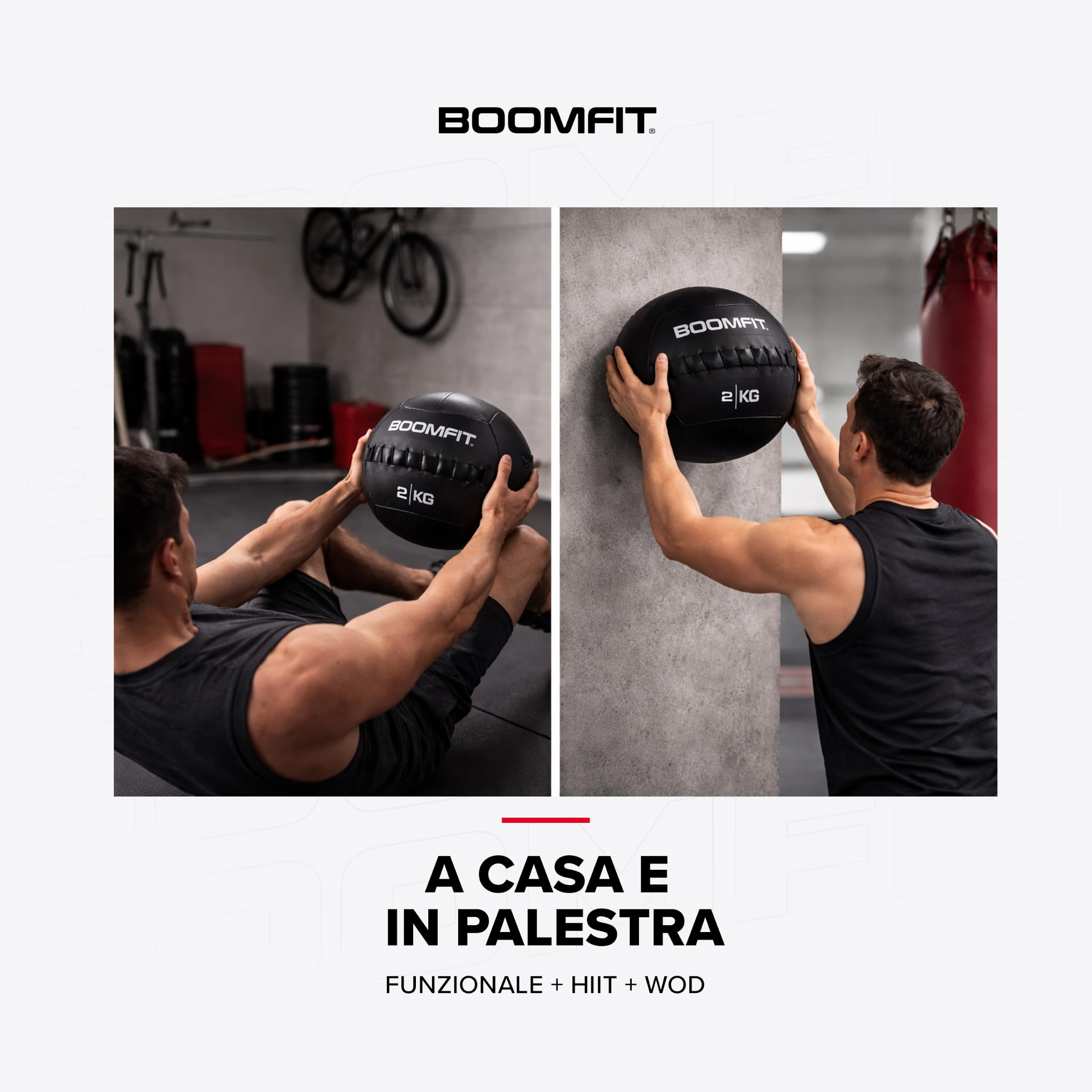 BOOMFIT Wall Ball 2-15kg | Palla Medica per Crossfit e Allenamento Funzionale | Pelle Sintetica Antiscivolo per WOD e HIIT | Attrezzatura Palestra Casa Professionale | Diametro 35cm