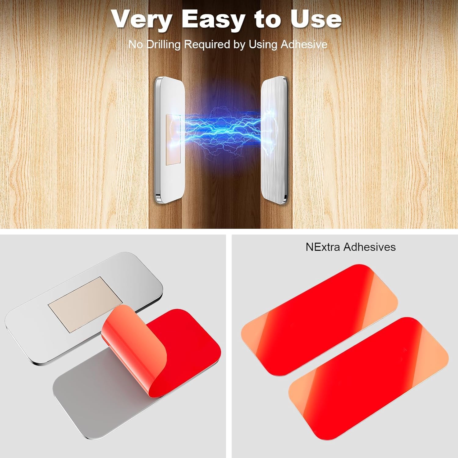 Magnetic Door Catch,5 Pack Ultra Thin Cabinet Magnetic Catch with Strong Adhesive Sticker & Screws,Slim Drawer Magnets Locks Furniture Safety Latches for Kitchen Cupboard Closet & Sliding Door — Amazon image 3