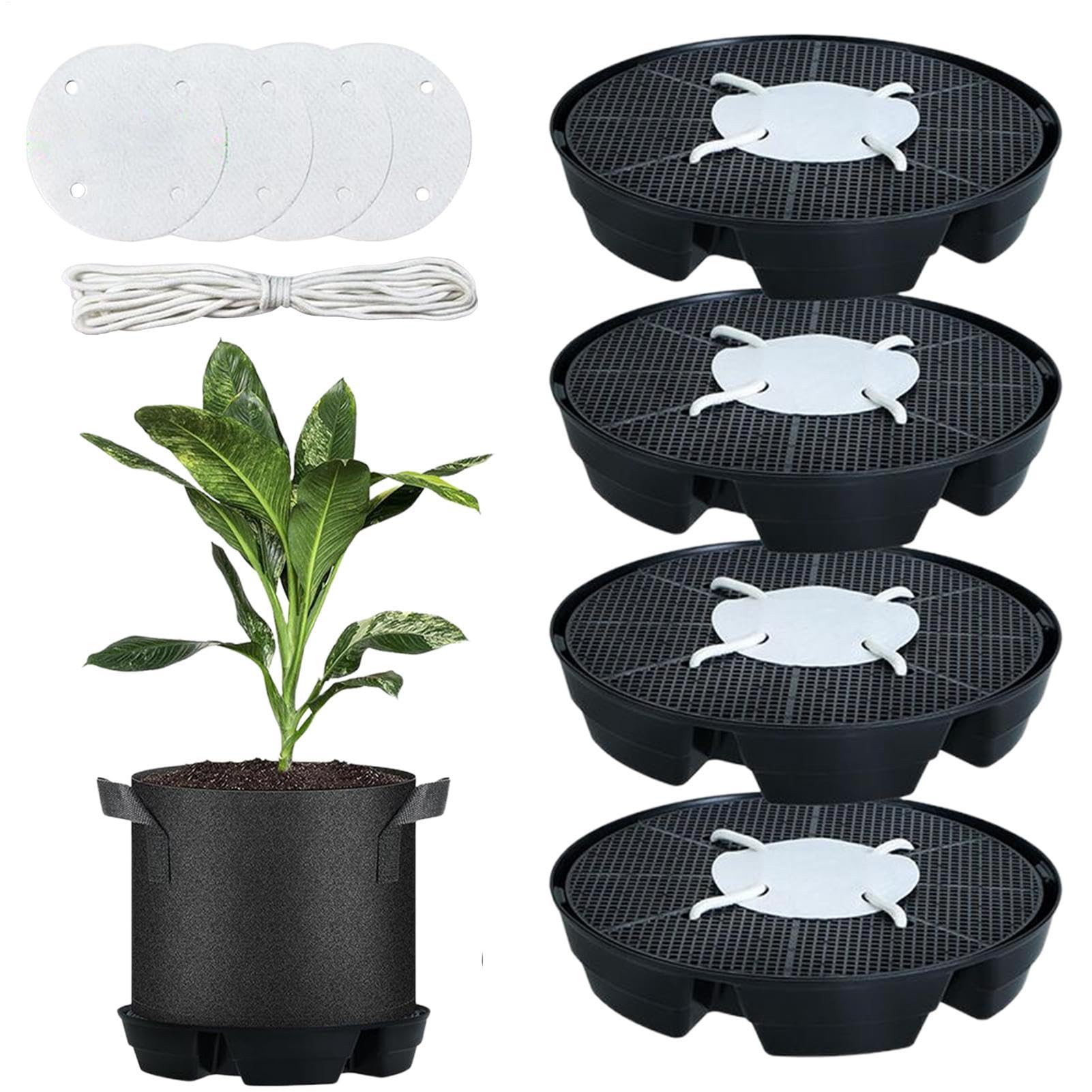 Base Autoirrigante 4 Pezzi Dispositivi Giardinaggio Fiori Da Vaso | Sottovaso Con Irrigazione Automatica Per Serra, Patio, Sentiero, Cortile, Fattoria, Tenda Da