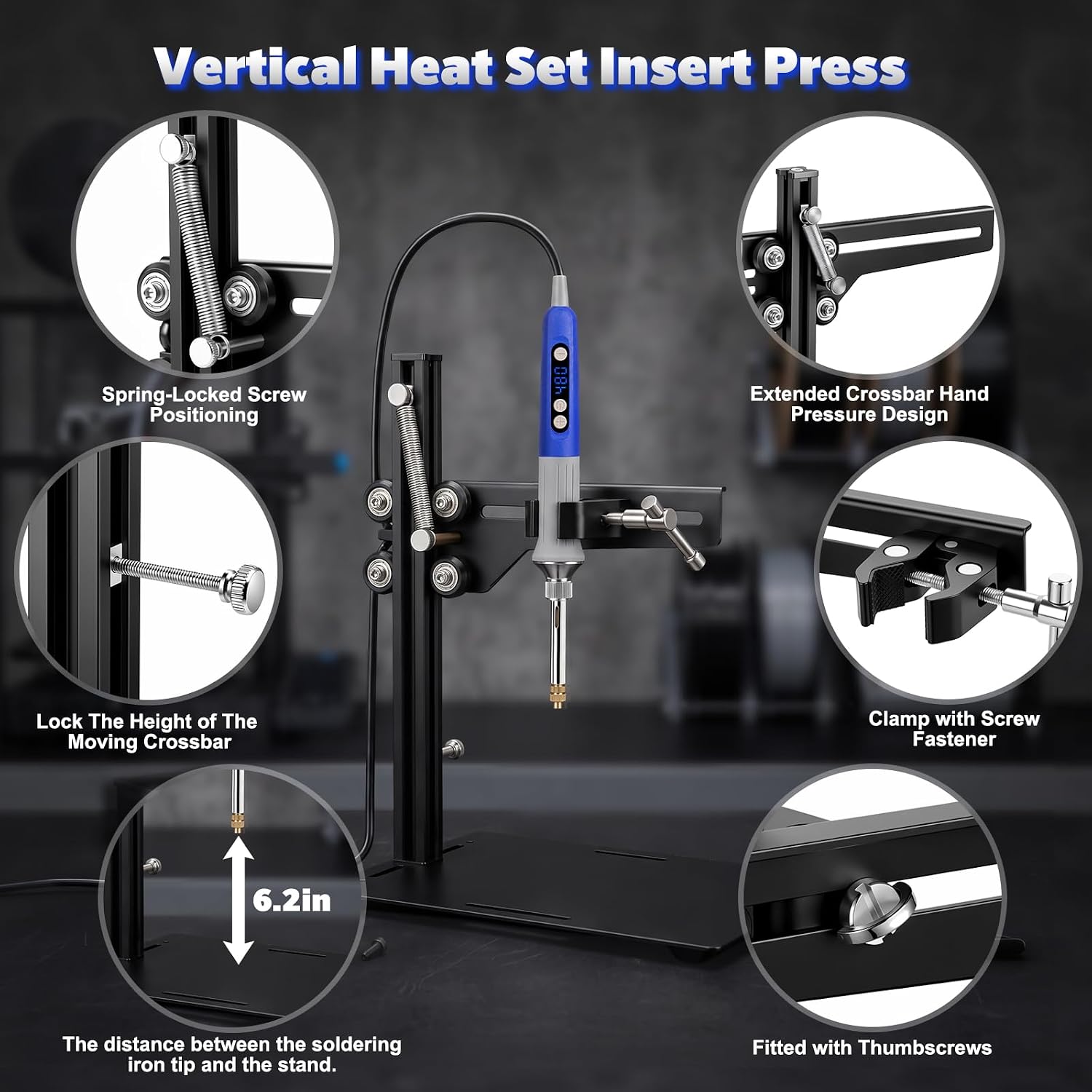 Vertical Heat Set Insert Tool with 80W Soldering Iron for 3D Printing