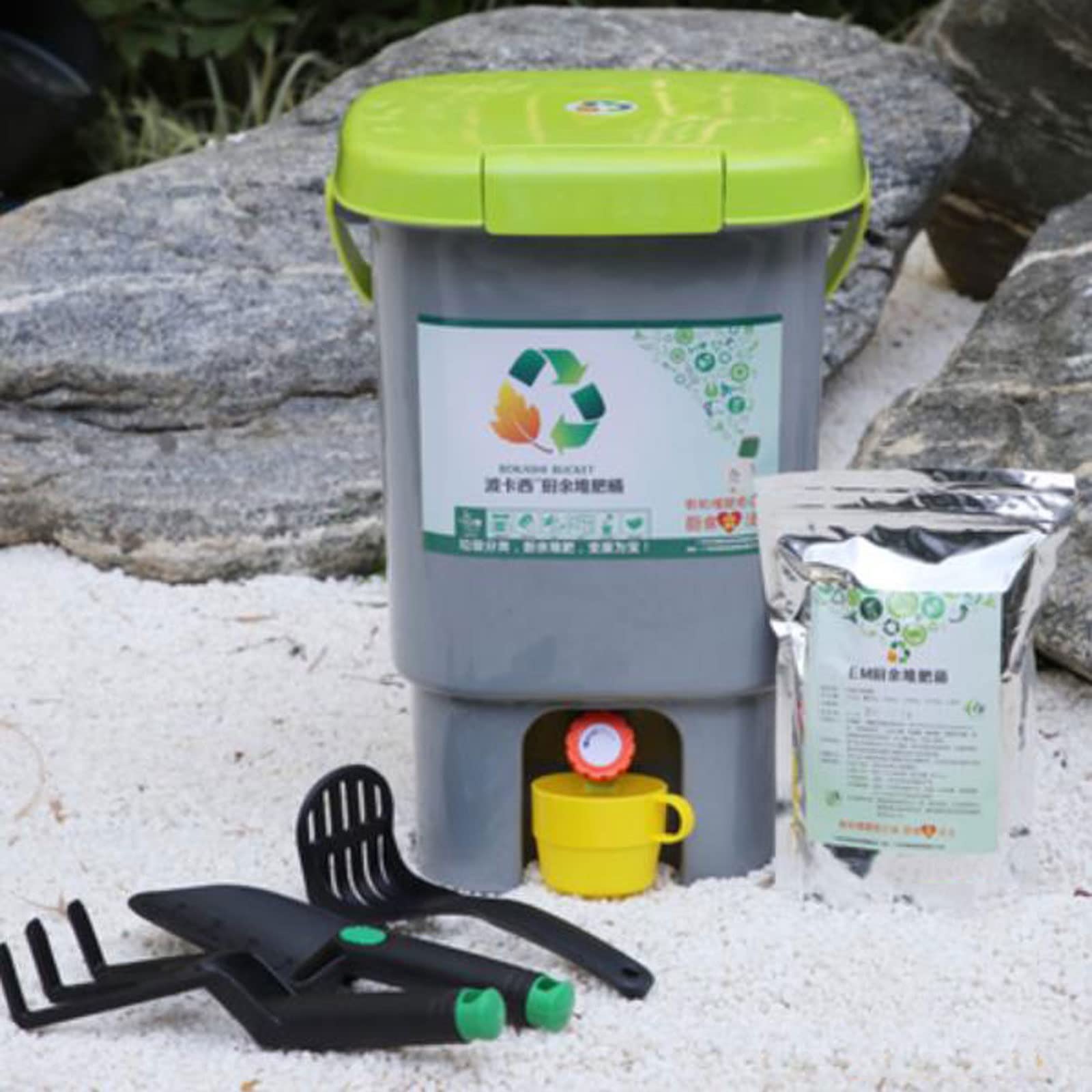 Bac à compost pour jardin, Système de compostage Bokashi d'intérieur, seaux à compost de cuisine avec robinet, couvercle hermétique, moyen pratique de collecter tous vos déchets organiques – Seau de 1