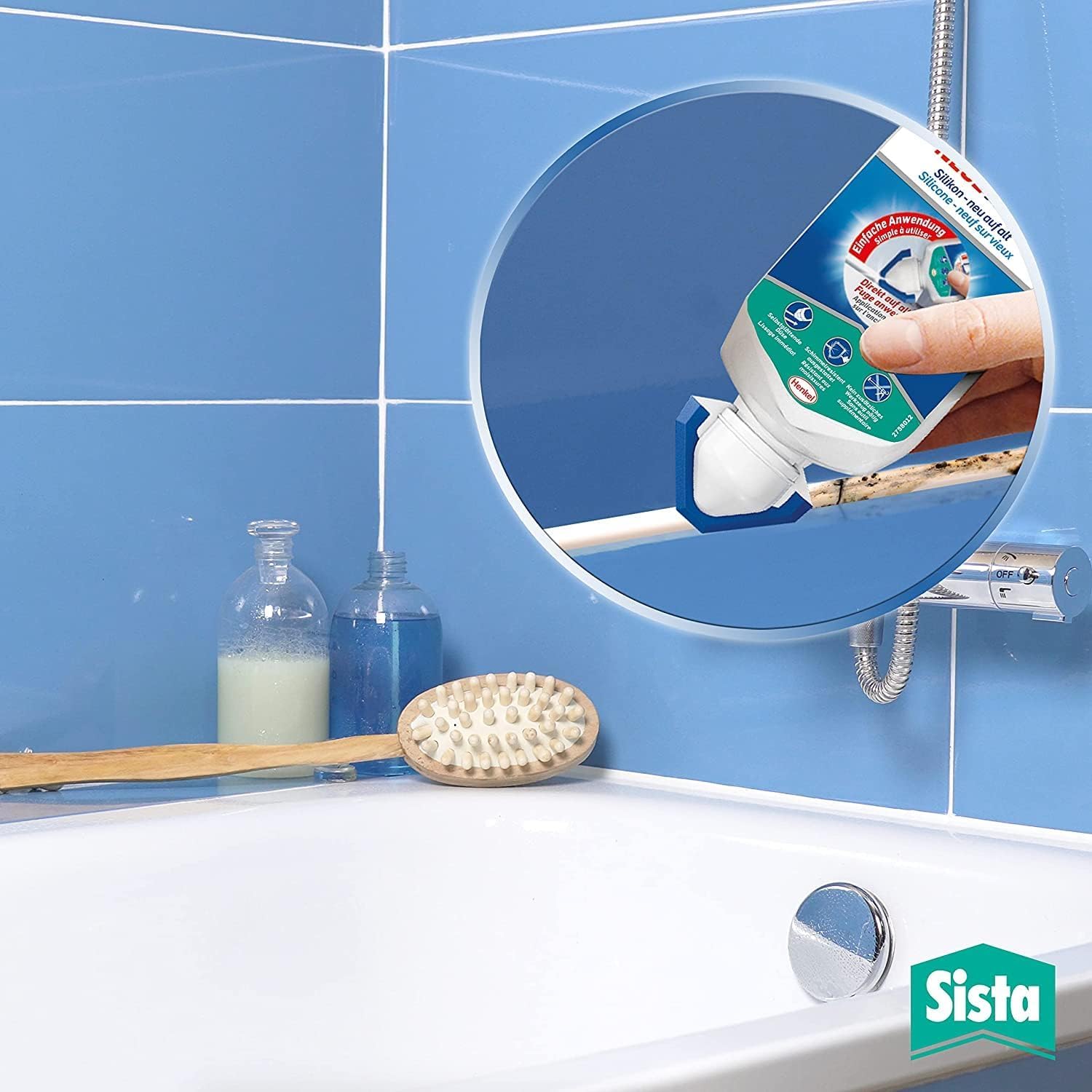 Sista Silikon Neue Fuge, Blisterkarte, grau, 6x 80ml | Frische Fugen in Grau – für Bad, Küche & Feuchträume geeignet