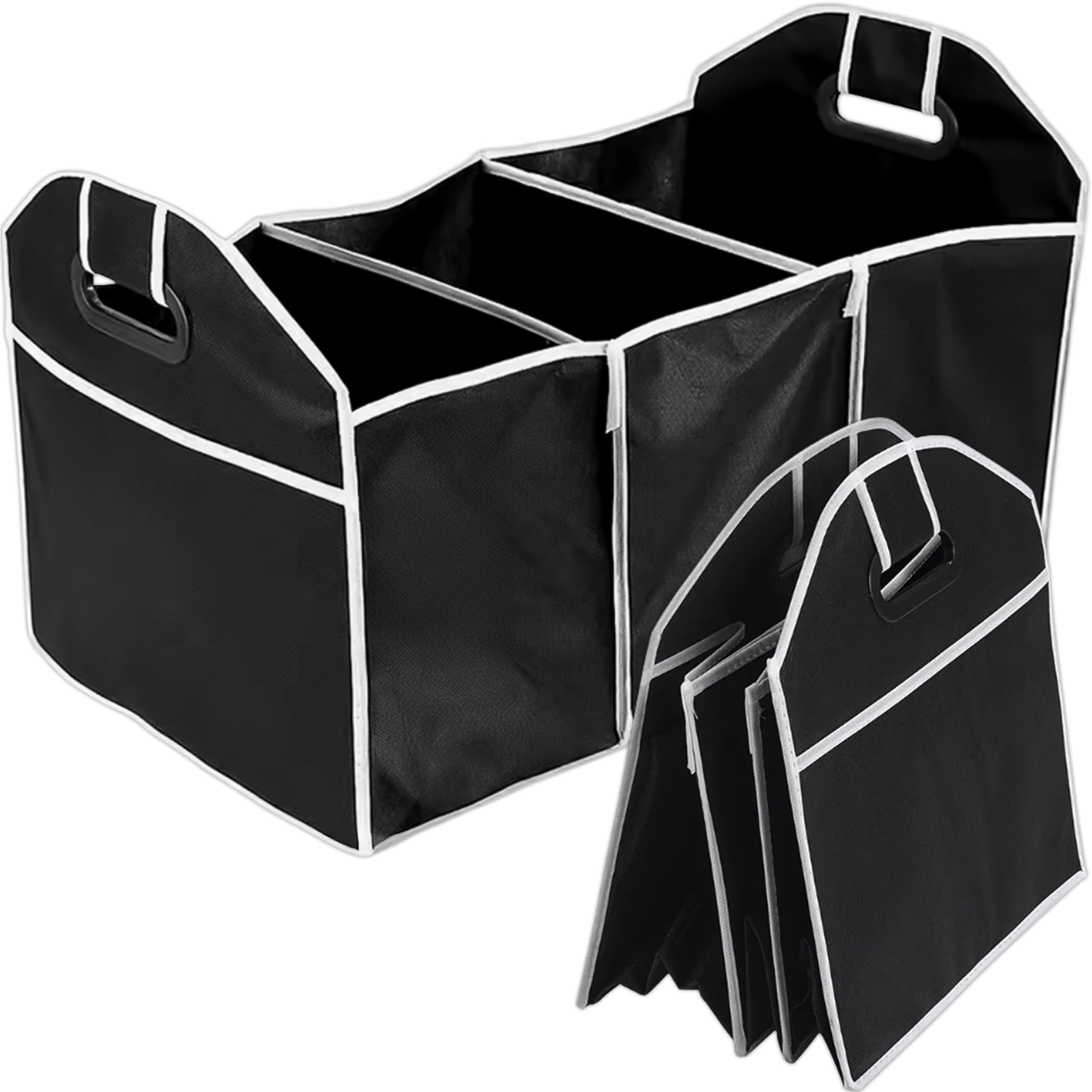KRUMAD Organizer do bagażnika samochodowego składany, torba do auta na zakupy i akcesoria, stabilna skrzynka organizer, porządek w bagażniku, czarny, 32x31,5x54 cm