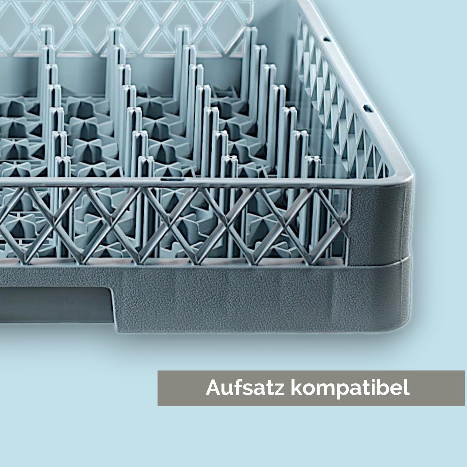 Kerafactum Panier lave-linge avec 64 doigts pour assiette et verres, tasses pour machine à laver Gastro Grille universelle en plastique 50 x 50 cm