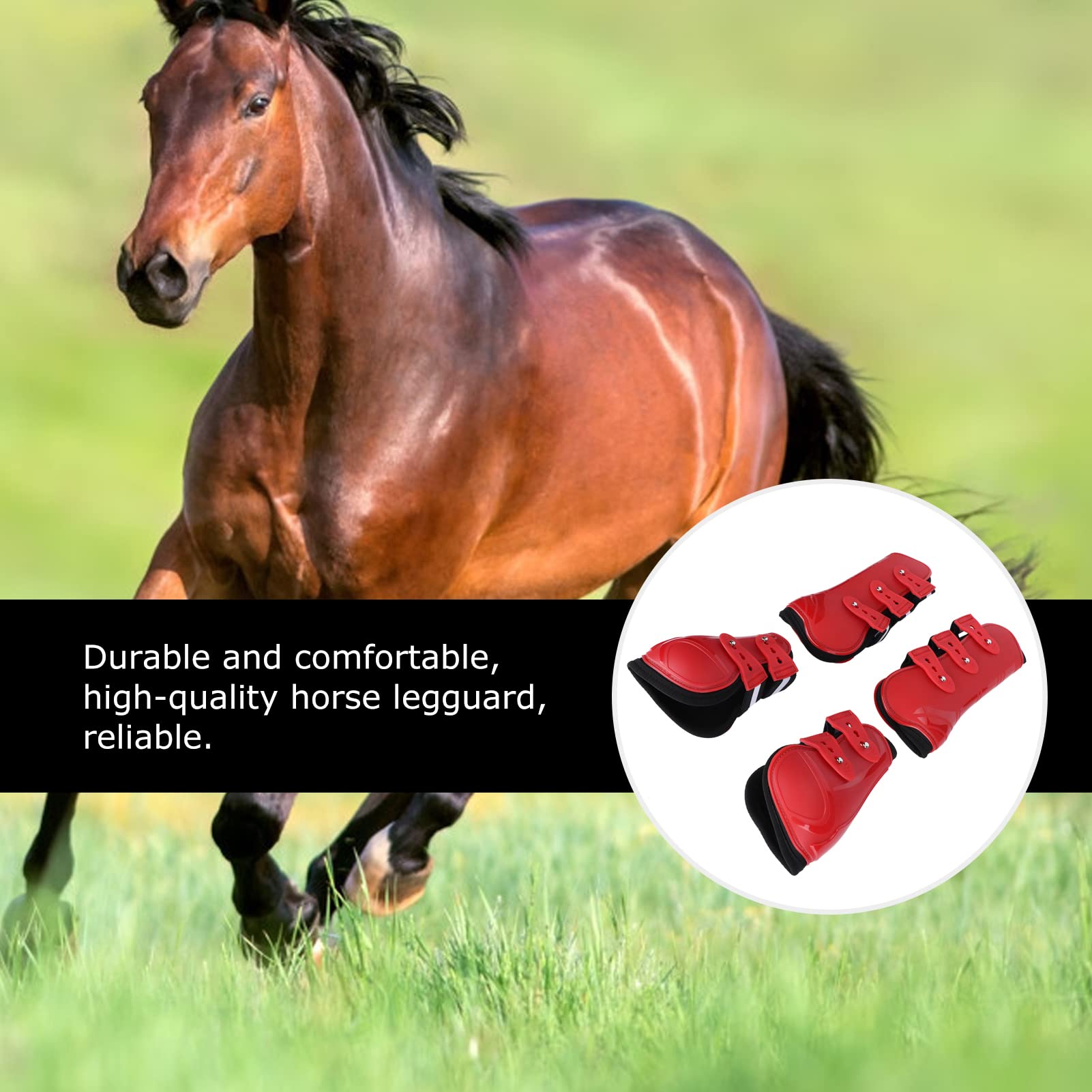 Protezione per Le Gambe del Cavallo a Ostacoli, Imbottitura Interna Morbida Ispessita con Guscio in PU, Protezioni per Le Gambe del Cavallo per Assorbire Gli Urti