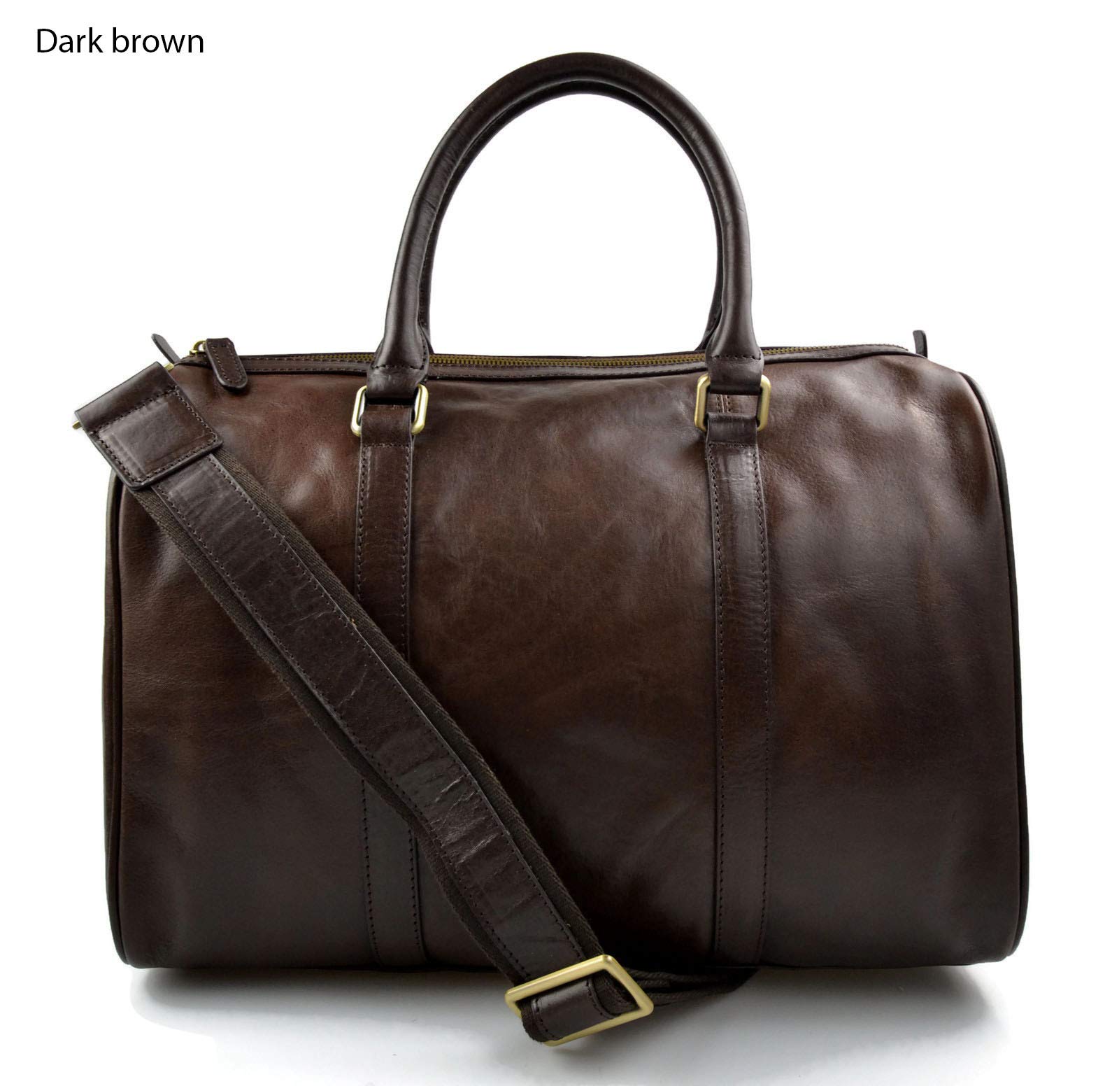 Bolsa de viaje pequeño bolsa cabina cuero bolso hombres mujeres bolso deportivo bolso de mano bolso de espalda en cuero maletín marron oscuro