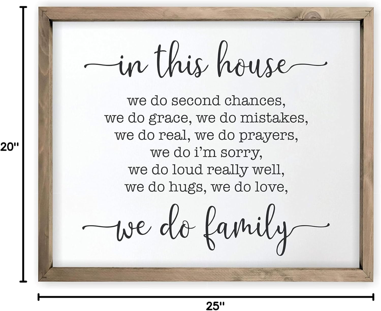 In This House We Do Family Framed Rustic Wood Farmhouse Wall Sign (12x15)