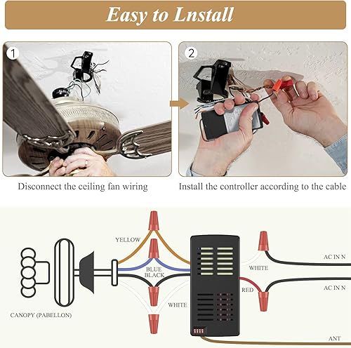 Miniatura 4 de Hunter - Kit de control remoto de ventilador de techo, universal para Hunter Harbor Breeze Hampton Bay, ventiladores de control de 3 velocidades con