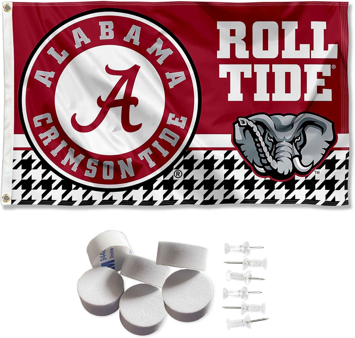 College Flags & Banners Co. Alabama Crimson Tide Split Logo Banner and Tapestry Wall Tack Pads