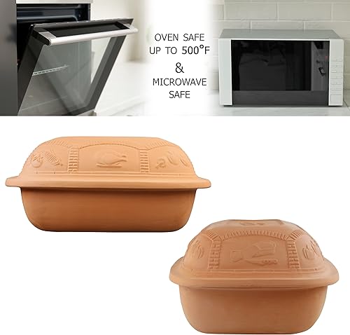 Miniatura 5 de Eurita - Asador de arcilla, horno holandés antiadherente, cocina saludable en olla de arcilla, con guía de recetas gratuita, 6.25 cuartos de galón