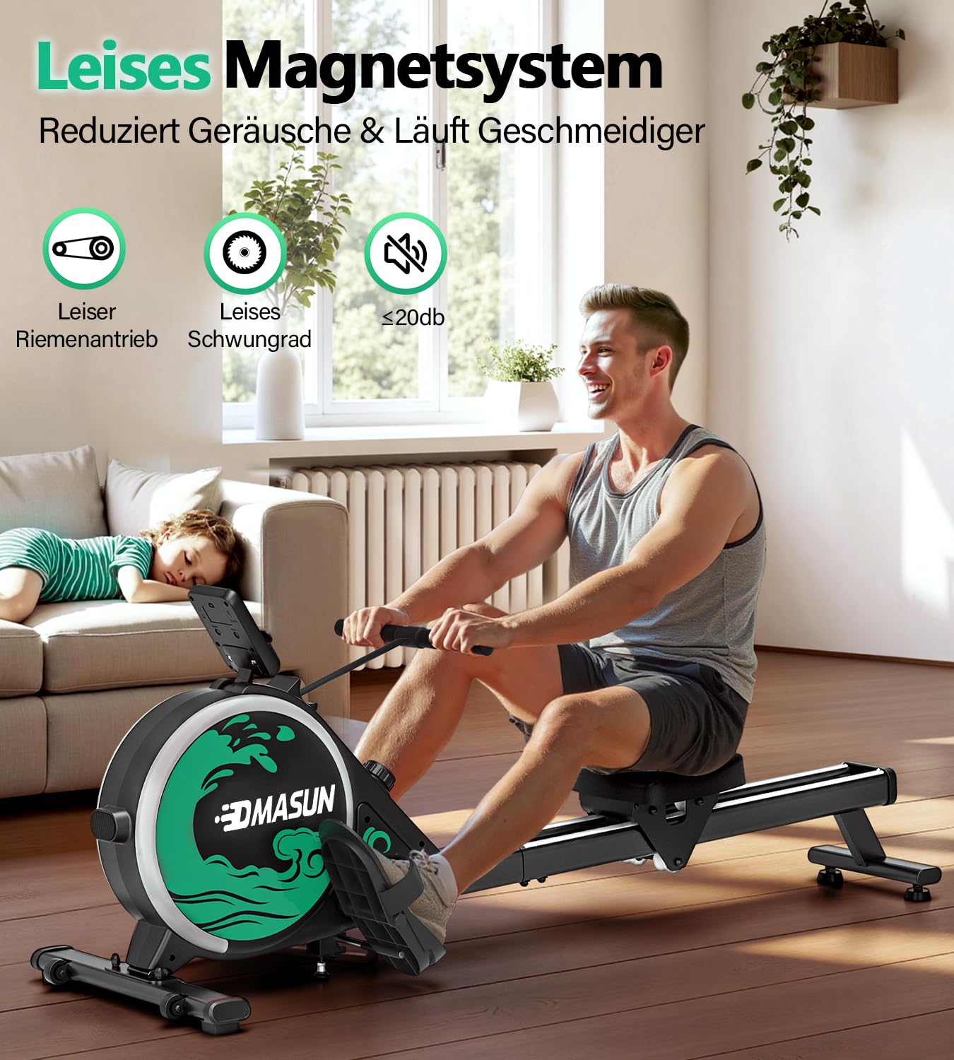 DMASUN Rudergerät für Zuhause, 16 Widerstandsstufen, Leise Magnetbremse
