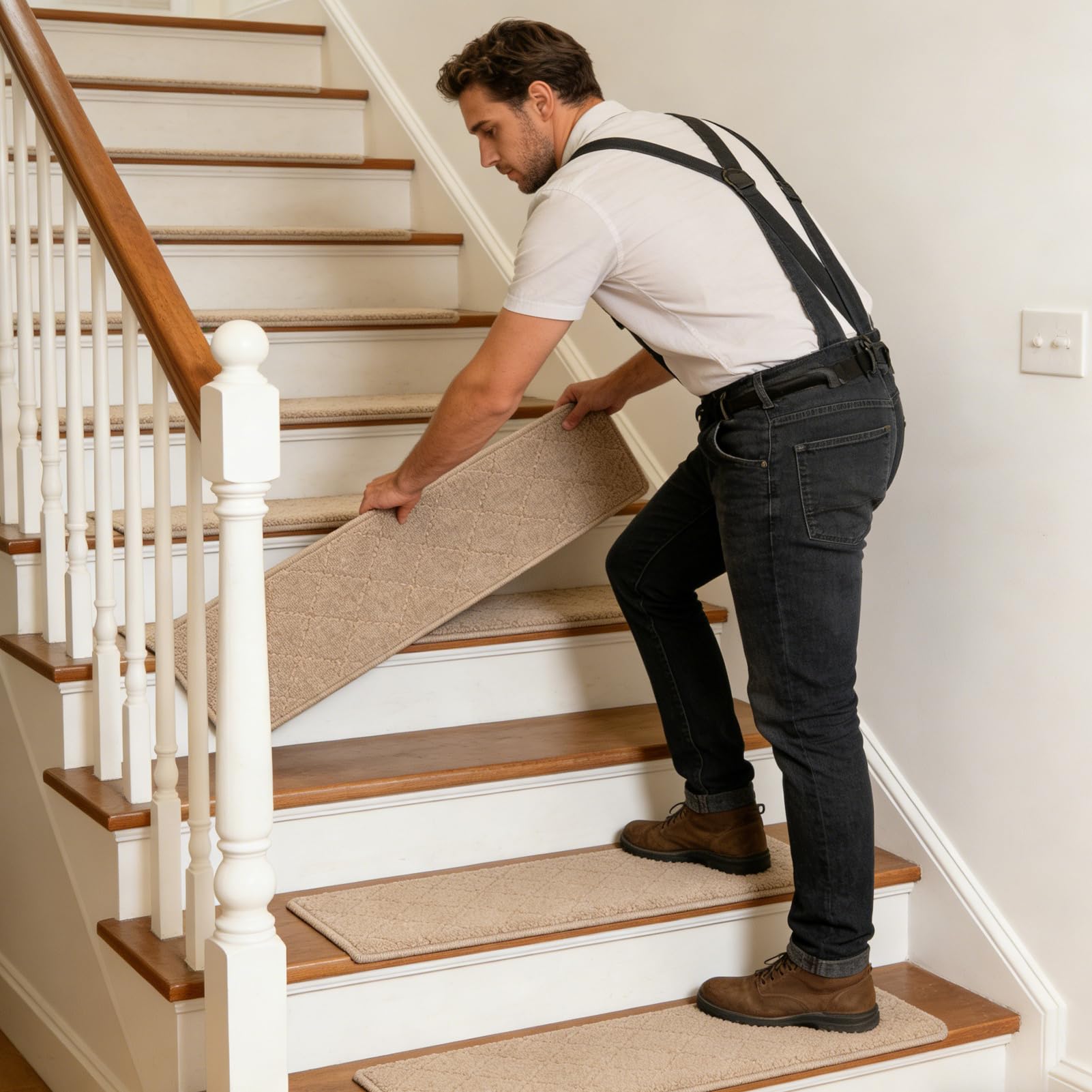 Tapis pour Les Escaliers 7 Pièces Revêtements pour Marches Adhésifs