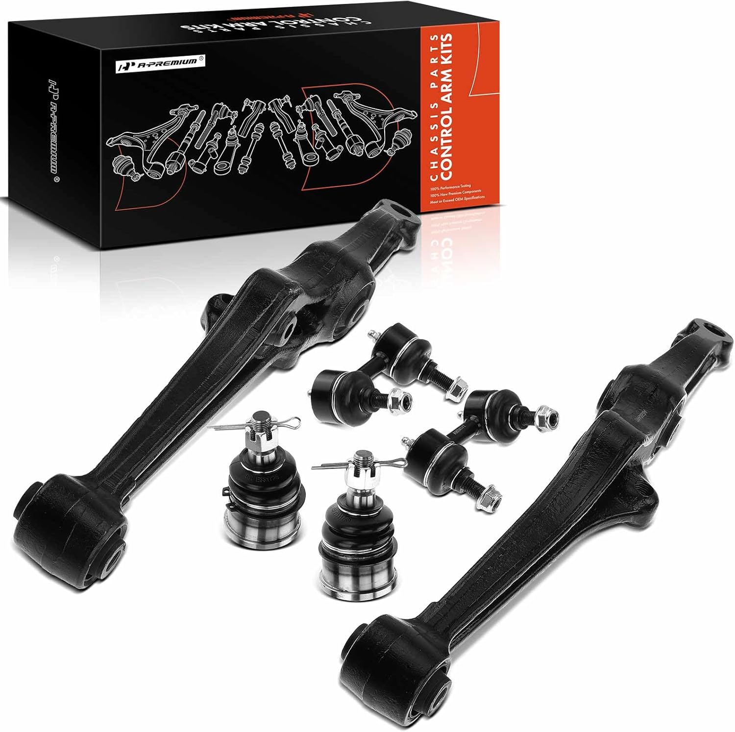 A-Premium 6Pcs Front Suspension Kit, Lower Control Arm, Lower Ball Joint, Sway Bar Link, Compatible with Honda Accord 1998-2002, Acura TL 1999-2003, CL 2001-2003