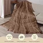 Downluxe Couverture pondérale taille Reine, 15 lb Couverture pondérée avec perles en verre pour toute la saison, Couverture lourde lavable en machine (Brown, 90 X 90 De pouce)