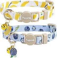Faygarsle 2-Pack Blueberry Banana Breakaway Cat Collars with Bell - Safe, Cute Summer Pattern for Cats, Yellow & Light Blue
