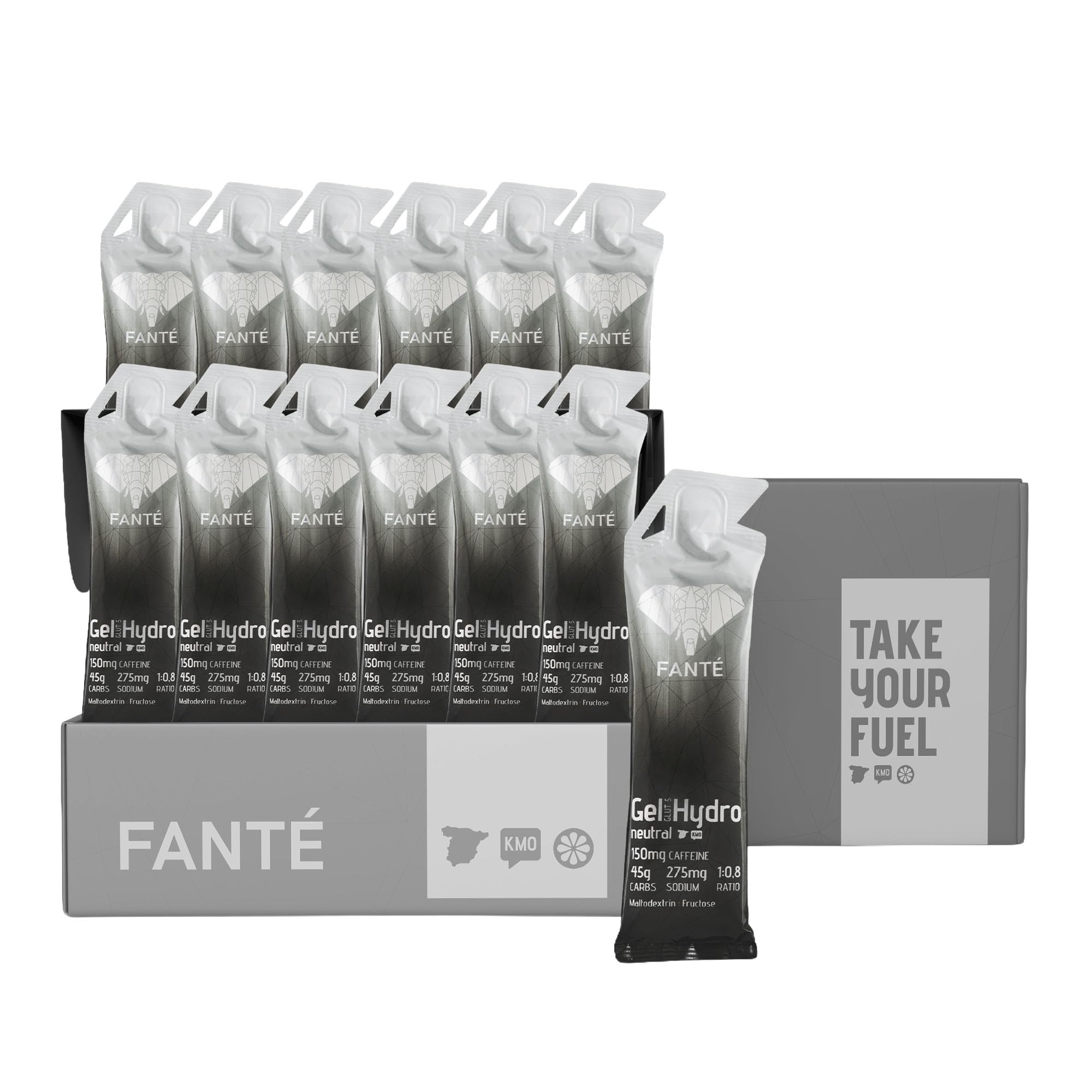 Gel Fanté Hydro 45 Neutro con Cafeína | Gel Energético 45g · Energía + Hidratación | Sabor Neutro Sin Aromas | 275mg Sodio y 150mg cafeína (12)