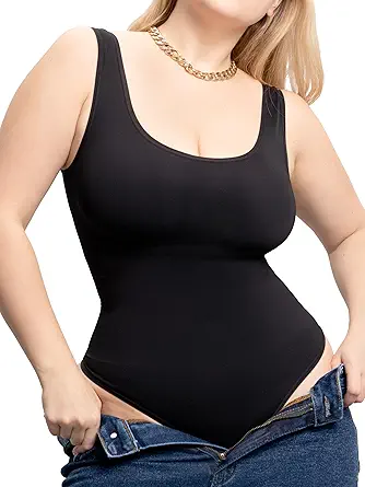 Women's Sleeveless Bodysuit - Seamless Tummy Control Shapewear Body Suit - Sculpting Snatched Waist Shaper (Black XXL)