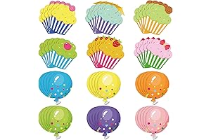 60pcs Cupcake Cutouts | Vibrant Birthday Classroom Bulletin Board Decorations