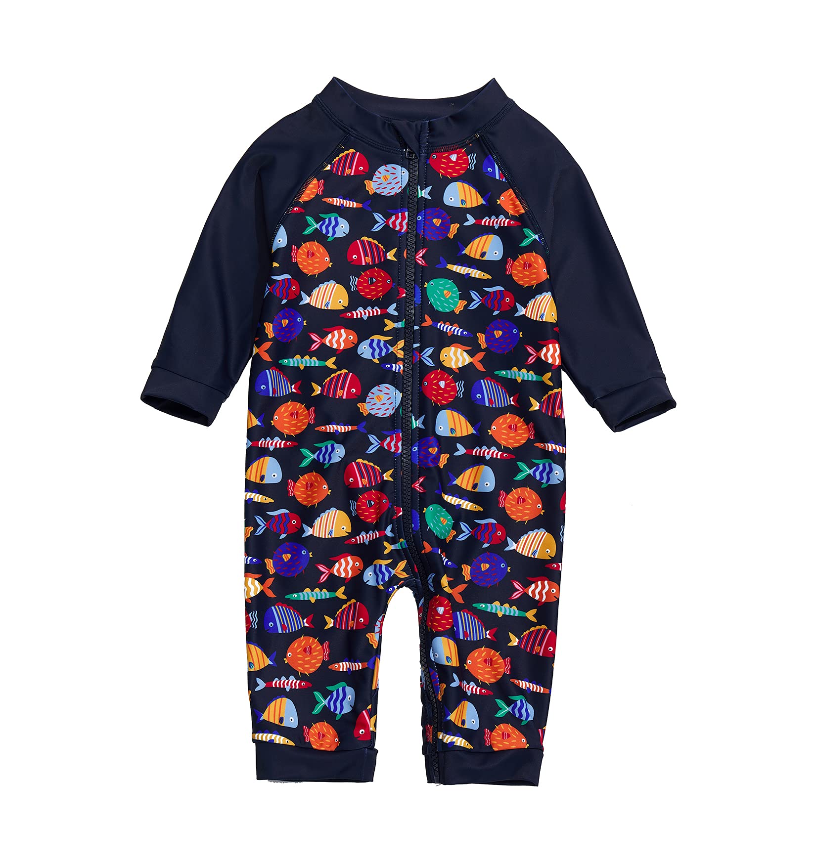 BONVERANOBaby Boy One Piece UPF 50+ Sun Protection Full Zip Rash Guard/Sunsuit