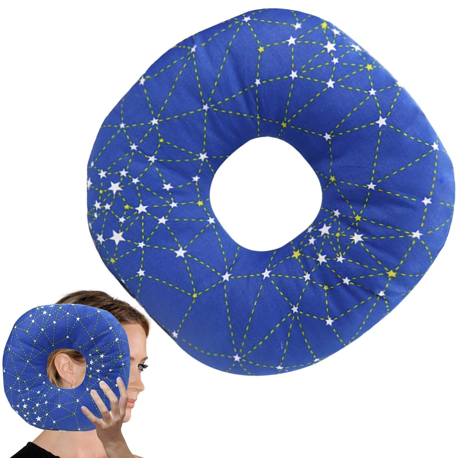 Oreiller Donut Pour Dormir Sur Le Côté - Avec Trou Pour Oreille, Confortable, Anti-douleur (28x28x8 Cm, Rose)