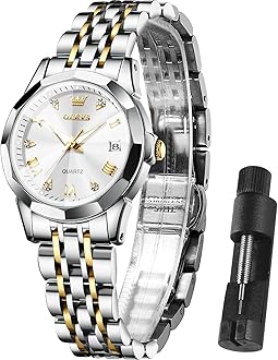 Watch Women Sliver Dress Luxury Original Watch for Women Small Wrist Ladies Classic Round Face Hand Watch with Lights Stainless Steel Band Waterproof Quartz Analog Elegant Women Bracelet Watch