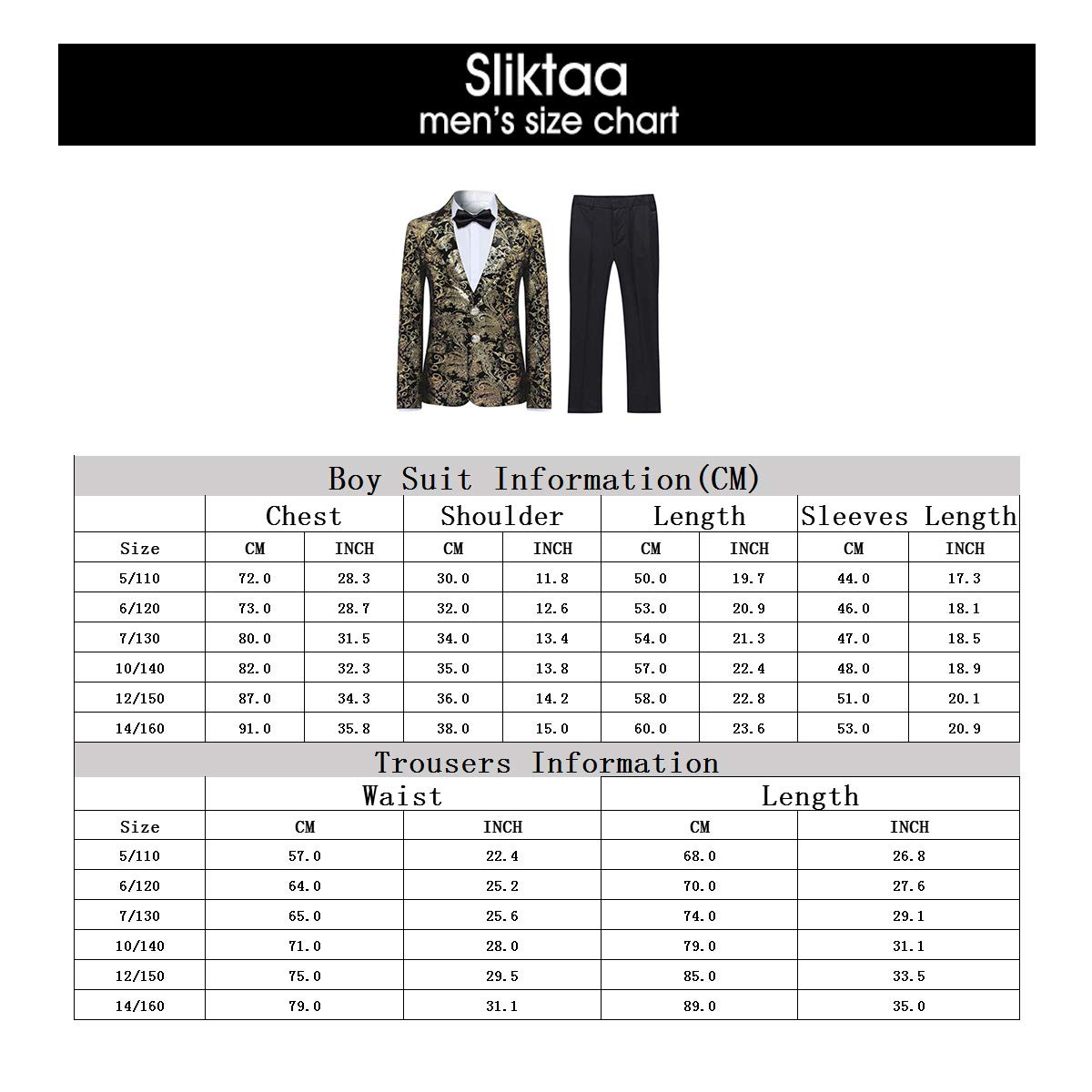 Garçon Costume 2 Pièces Classique Doré Floral Jacquard Slim Fit Toussaint Mariage Bal Tuxedo Veste et Pantalon 6 Couleurs