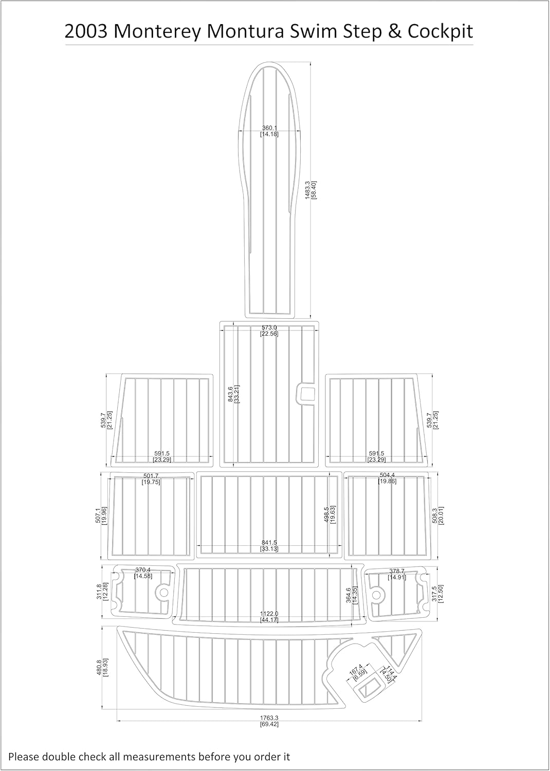 DABLIZ GROUP INTERNATION TRADING LLC Boat EVA Faux Teak Decking Floor Compatible with 2003 Monterey Montura Swim Step Cockpit