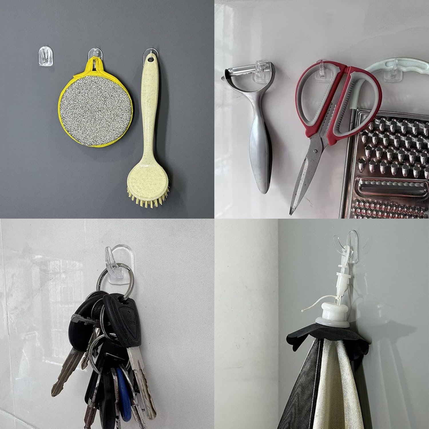 30 PCS Clear Adhesive Wall Hooks - Transparent Acrylic, Reusable & Non - Marking. Ideal for Kitchen, Bath, Bedroom & Office