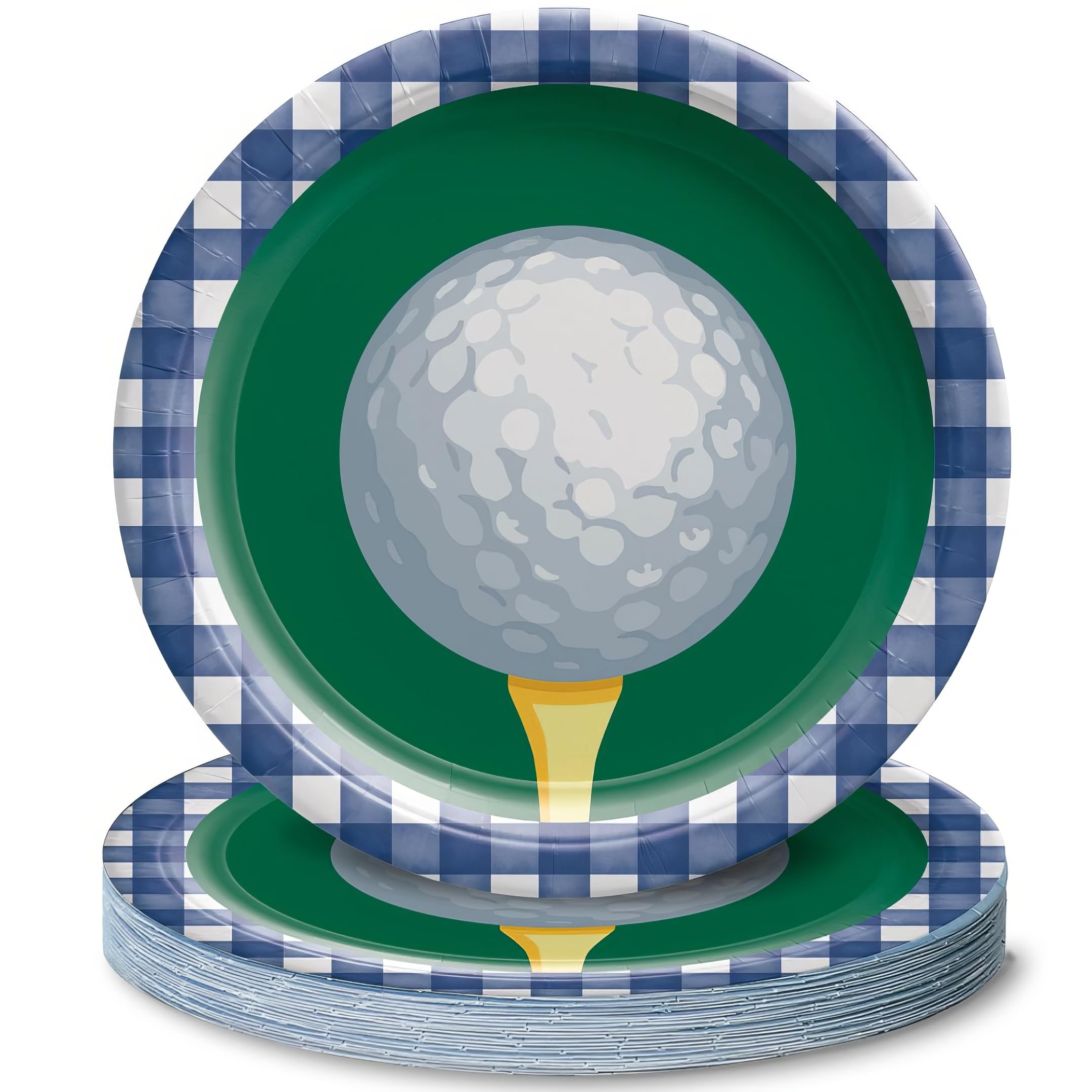 amscan Hole in One, piatti rotondi blu e verdi (26,7 cm), confezione da 20, ideali per feste, picnic ed eventi di gioco