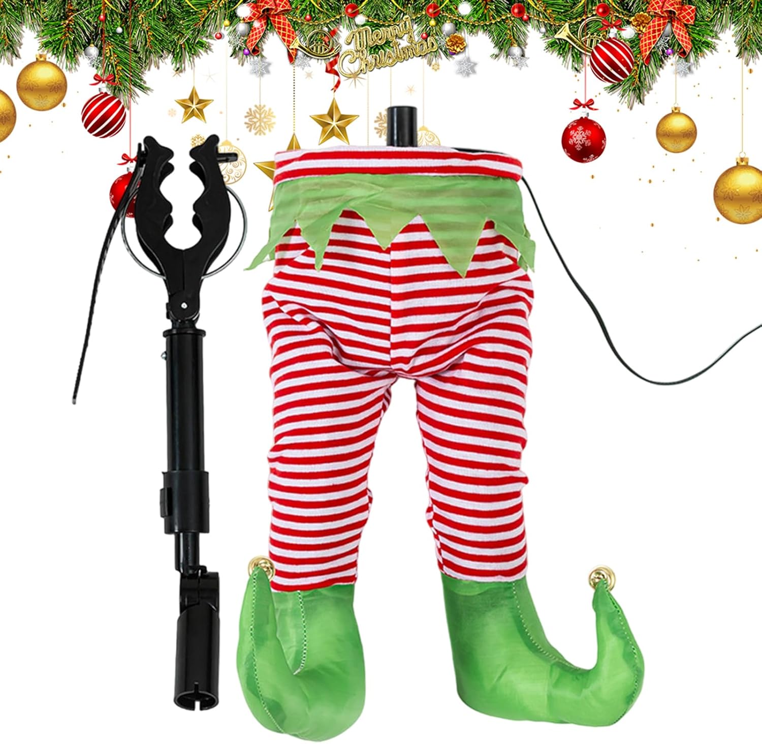 Rukjmqi クリスマスツリー用サンタクロースの足 - サンタ クリスマスツリー トップ装飾 - 室内祝祭日ホームホリデーレストラ