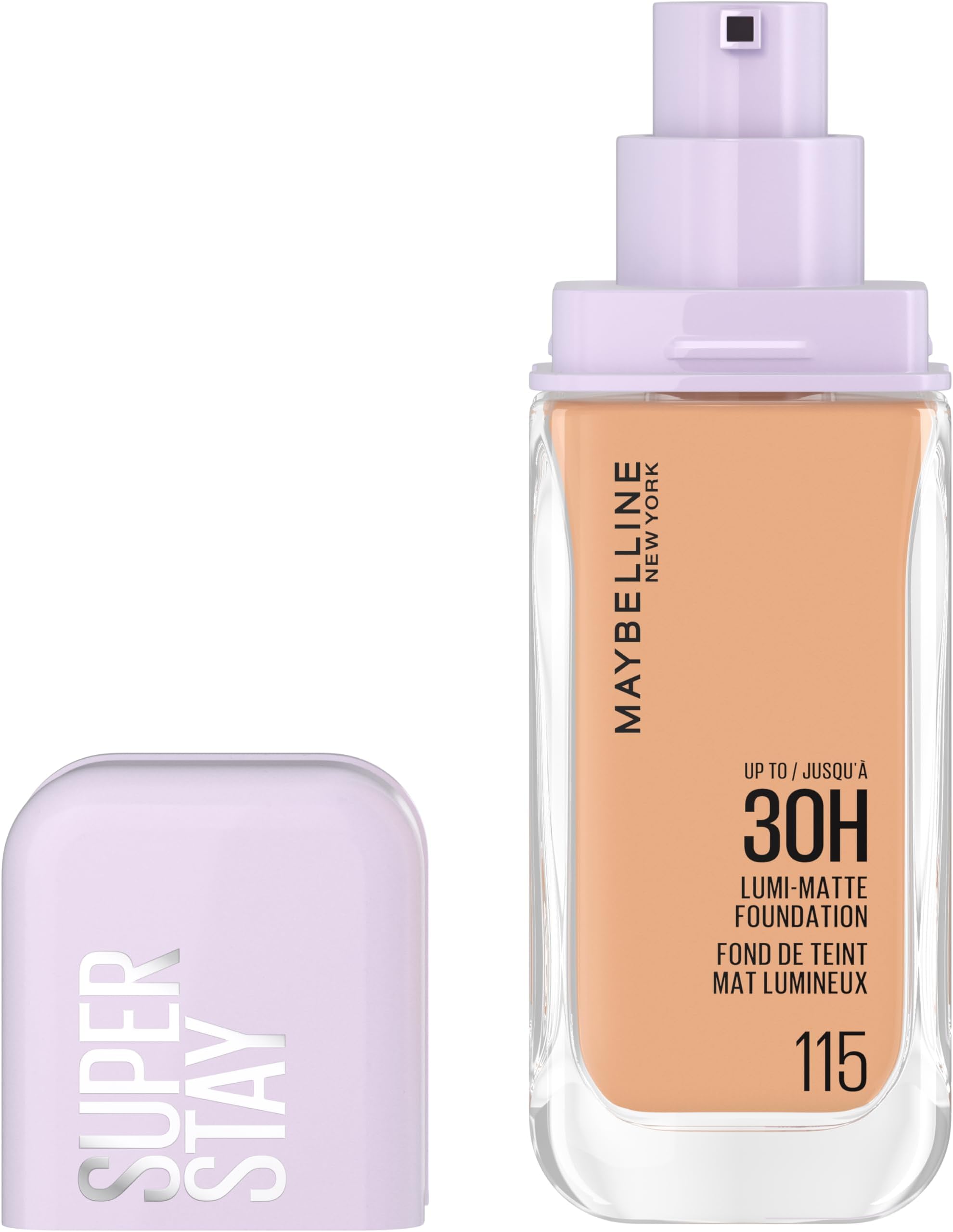 New York, Super Stay Lumi-Matte Liquid Foundation, 30hr Longwear formula, Light as Air, Waterproof, Sweatproof, Luminous Matte Finish - 115