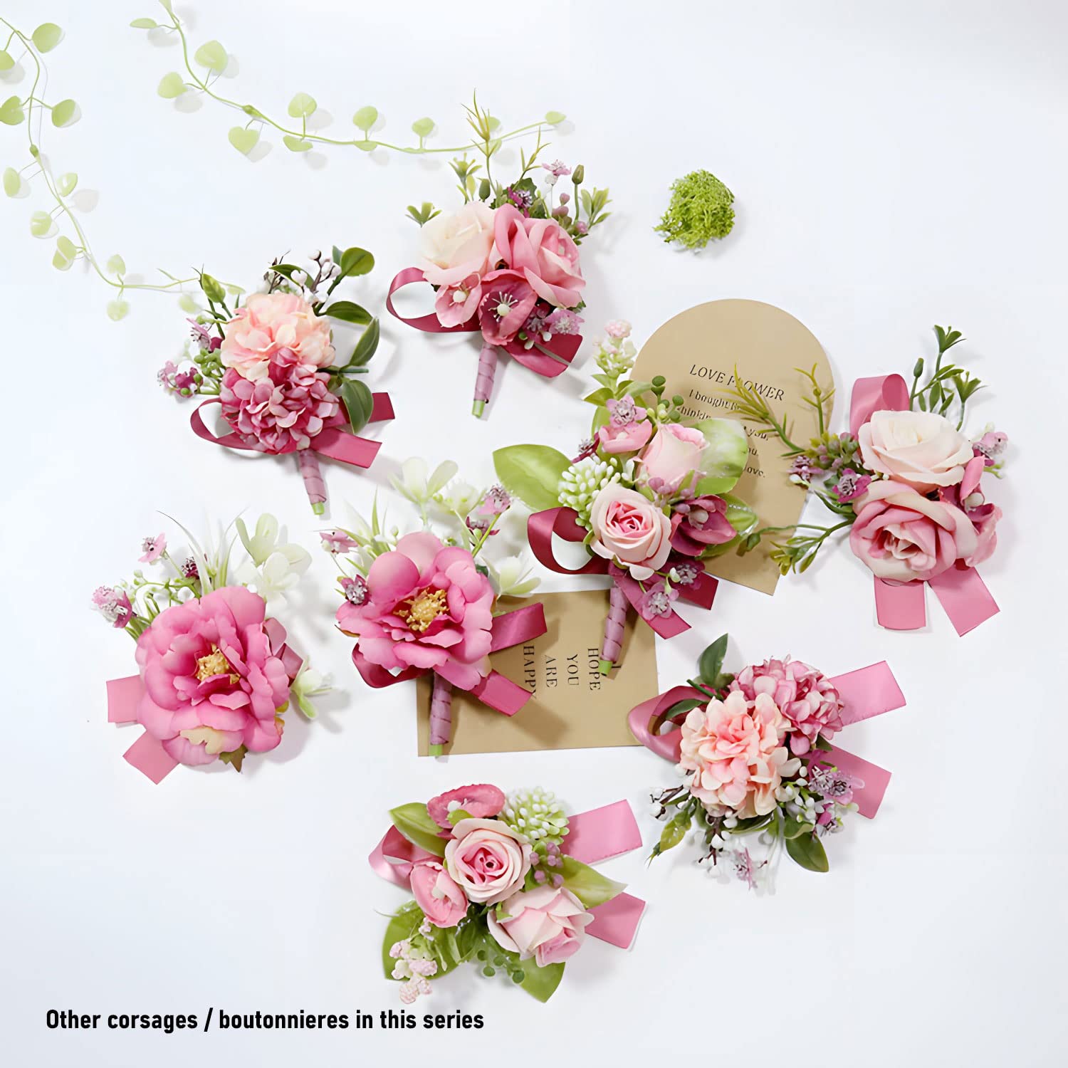Amazon.com: Cileruide Pink Flowers Wrist Corsage/Boutonniere 