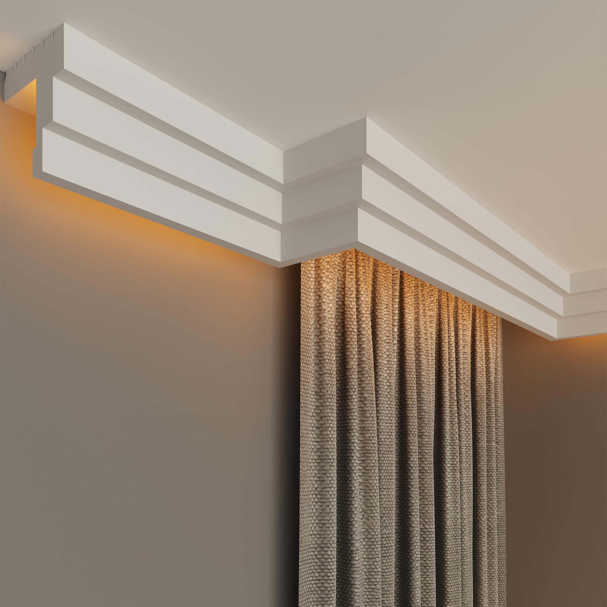 FAST DECOR Coving for Ceilings, Premium Extruded Polystyrene Cornice Coving, Lightweight Decorative Ceiling Coving Moulding, Easy DIY Installation, XPS Cornice Trim (CLD07, 6m (3 Length))