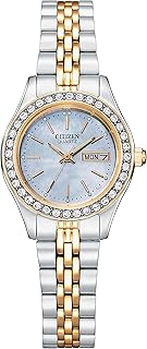 Citizen Ladies' Dress Quartz Stainless Steel Bracelet with Crystals and Day Date