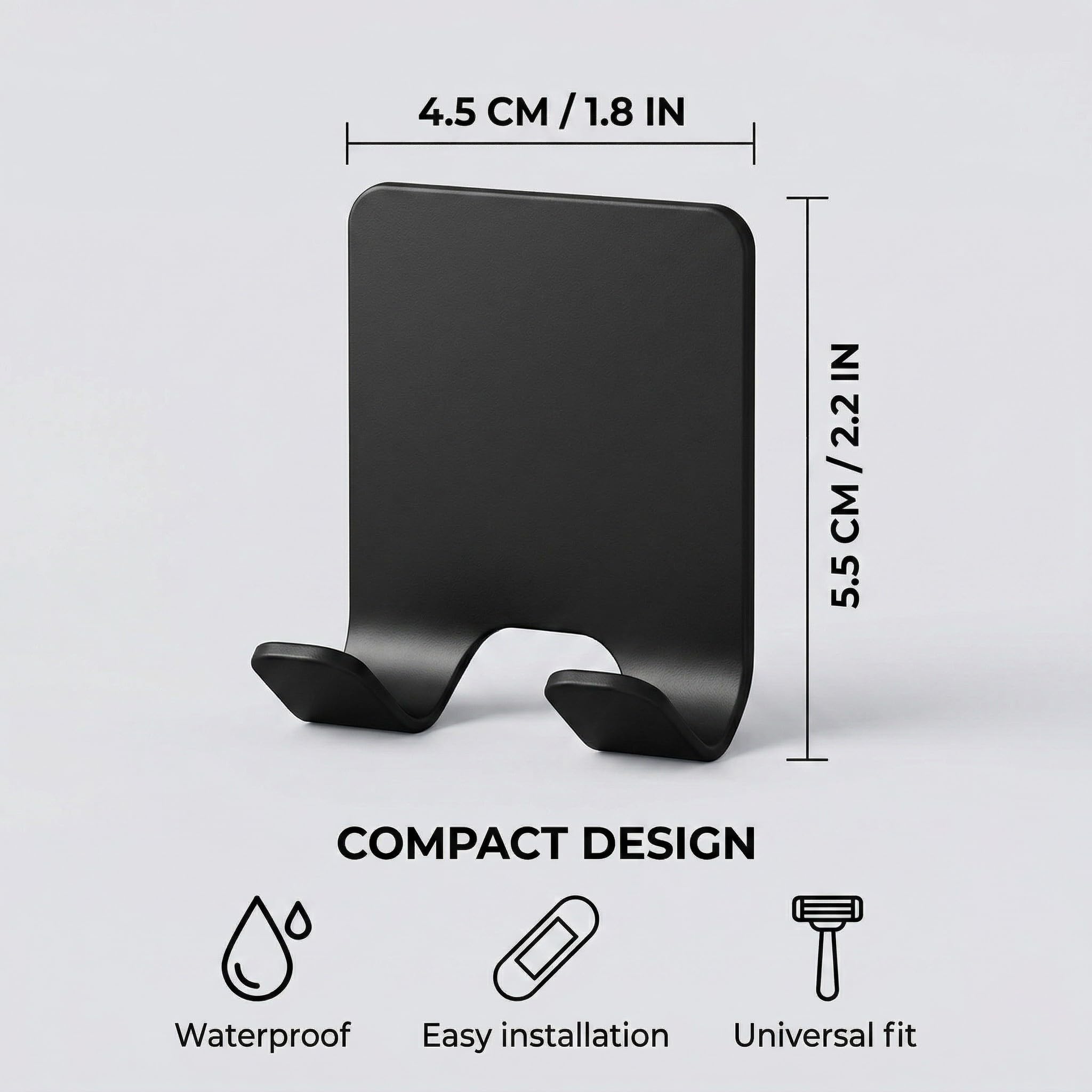 4 Pezzi Porta Rasoio Doccia, Supporto Manuale Nero, Per Bagno Casa Palestra, 4.5 * 5.5cm