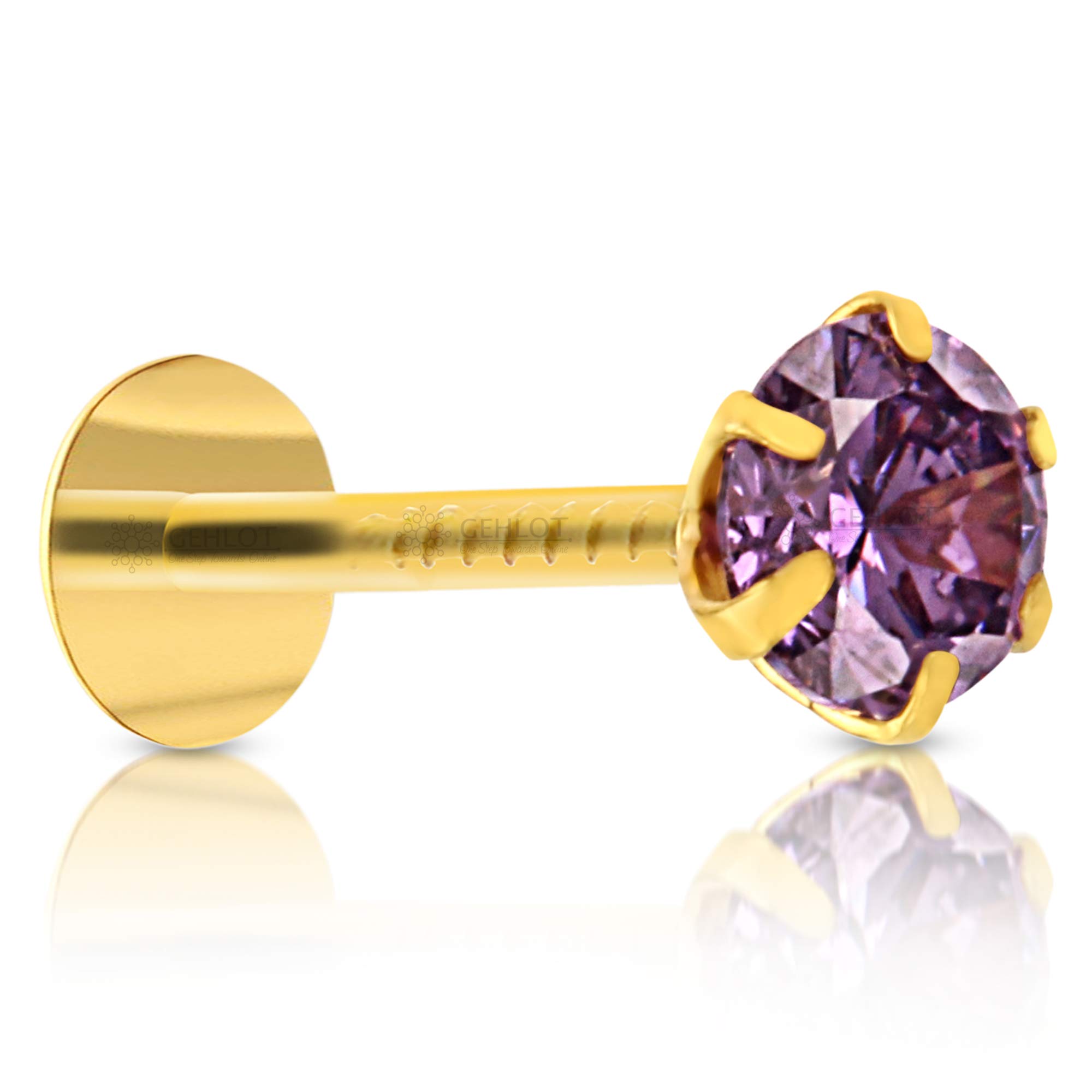 GEHLOT ; OneStep Towards Online Round Shape Purple Diamond 14K Pure Yellow Gold Nose Pins Studs For Women And Girl (Purple teeth round) (B08R2MW2HD) Amazon Price History, Amazon Price Tracker