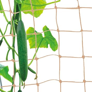 Jute Trellis Netting - Jute Netting for Garden, Heavy Duty Plant Support Netting for Climbing Plants, Cucumber, Vine, Fruits & Vegetables, Climbing Vining Plants 3.3 Ft X 6.6 Ft, 5.9 Inch Squares