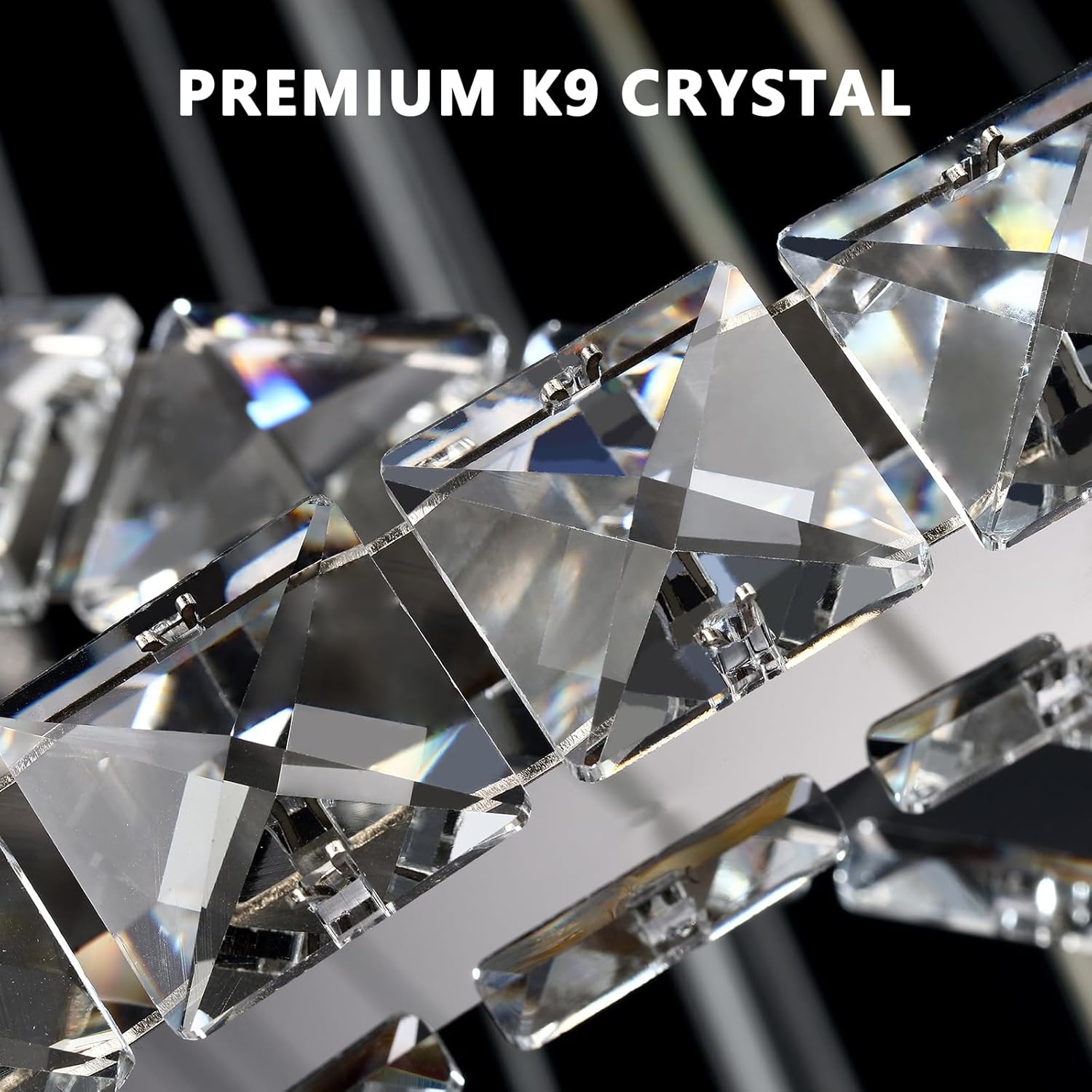 Modern Crystal Chandelier for High Ceiling Lights Fixtures Luxury 6 Ring Led Chandelier for Dining Room Big High Ceilings Foyer Chandeliers for Living Room Entryway Staircase, D8"-12"-16"-20"-24"-28"