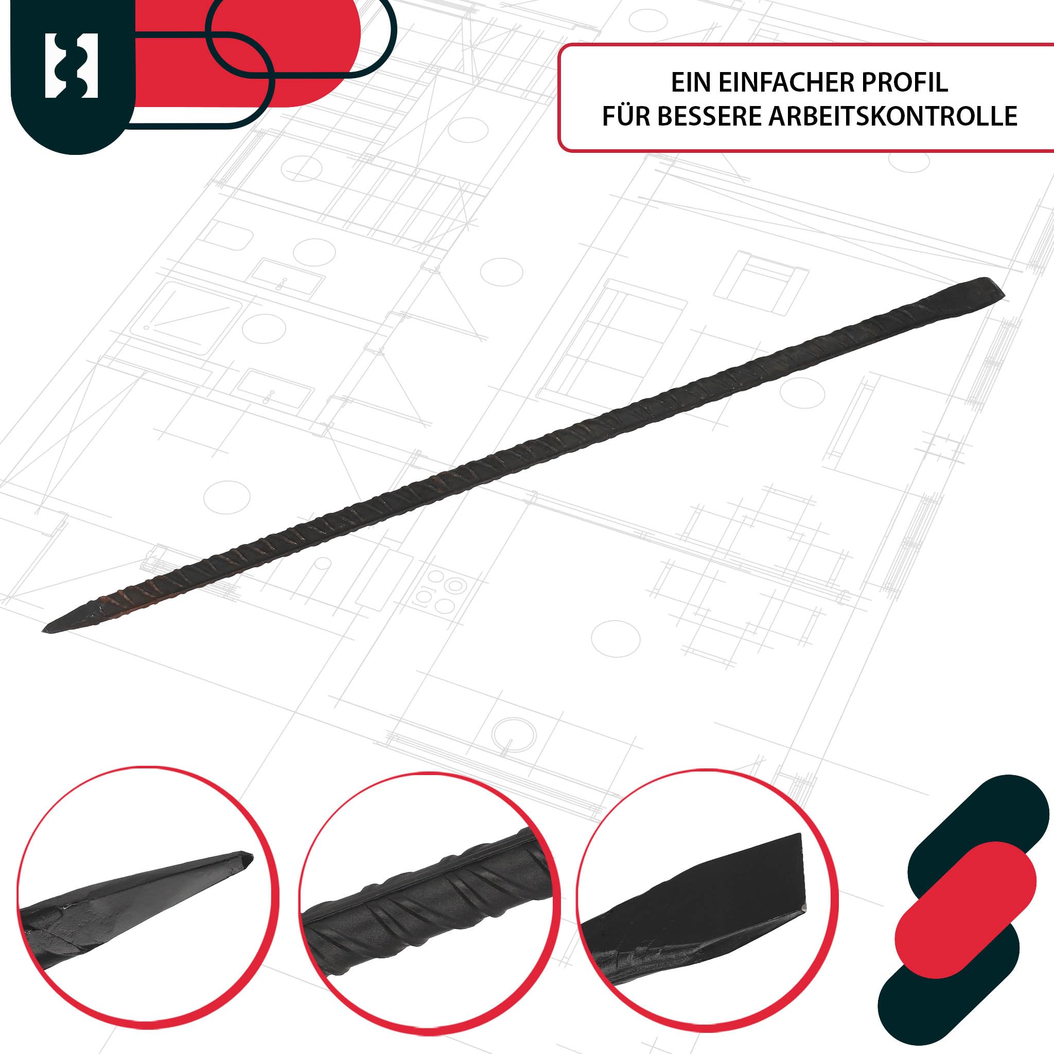 KOTARBAU® Cavalletto 100 cm doppio lato con lama dritta e punta