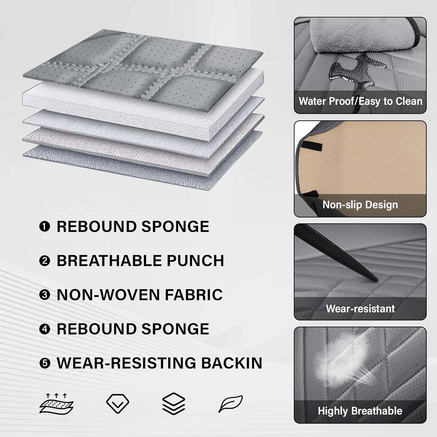 Truck for Ford F250 Seat Covers 2011-2026,Premium Nappa Leather Breathable Waterproof Sports Seat Cover,Easy to Install Automotive Seat Covers（Full Set/Black&Gray）