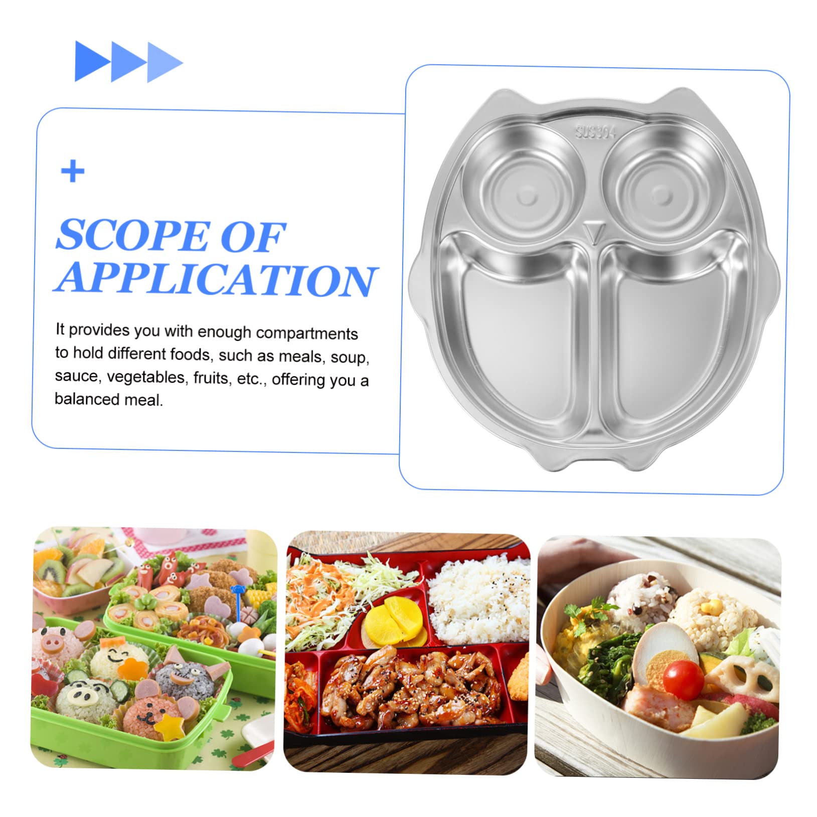 Cabilock Stainless Steel Divided Tray Food Control Plate with Compartments for Balanced Meals for Home School Restaurants Cafeterias and Camping Safe