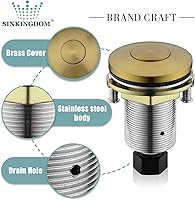 Vista 3 de Kit de interruptores de aire para eliminación de basura SinKtop con botón de acero inoxidable, oro champán Champagne bronce