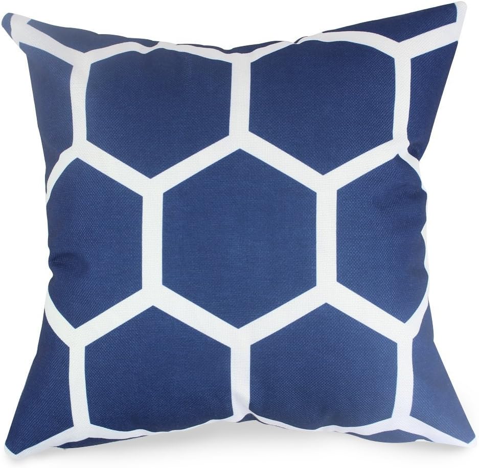 Modern Homes Dark Blue 100% Cotton Decorative Throw Pillow Case Cushion Covers 16 x 16 inches for Couch, Bed (Set of 5)
