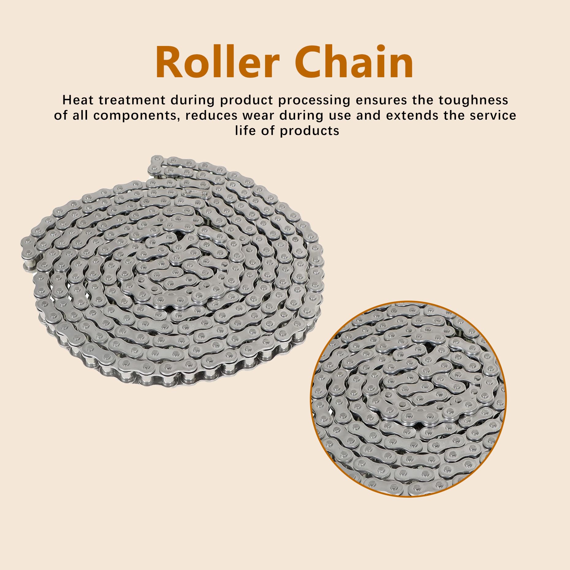 kimllier 40SS Rollenkette aus Edelstahl, 3 m, mit Verbindungsgliedern, 240 Glieder