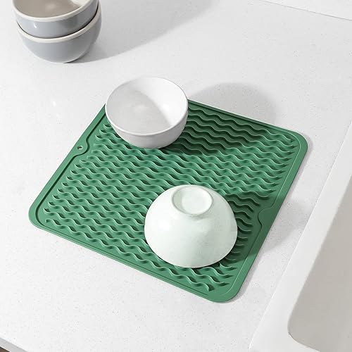 Miniatura 1064 de Tapete de silicona para secado de platos para múltiples usos, fácil de limpiar, ecológico, resistente al calor, tapete de silicona para encimera