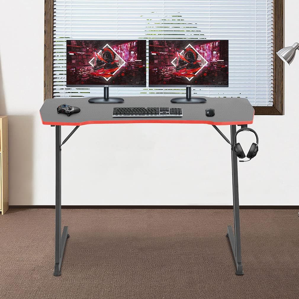 Gmaing Desk Study Computer Desk,Gmaing Desk 39.4in Computer Gaming Desk, Easy Assembly Laptop Study Table Home Office Writing Desk , Sturdy Desk with Headphone Hook