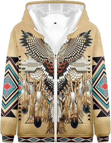Miniatura 2 de SIAOMA Native American Indians - Sudadera con capucha unisex con estampado 3D con capucha y cremallera
