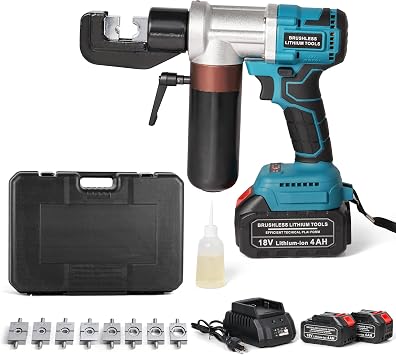 Electric Hydraulic Cable Lug Crimping Tool,12 AWG to 2/0 AWG Terminal,Cable,Wire Electric Crimper Tool Kit,Battery Crimp Tool Kits with 8 Dies