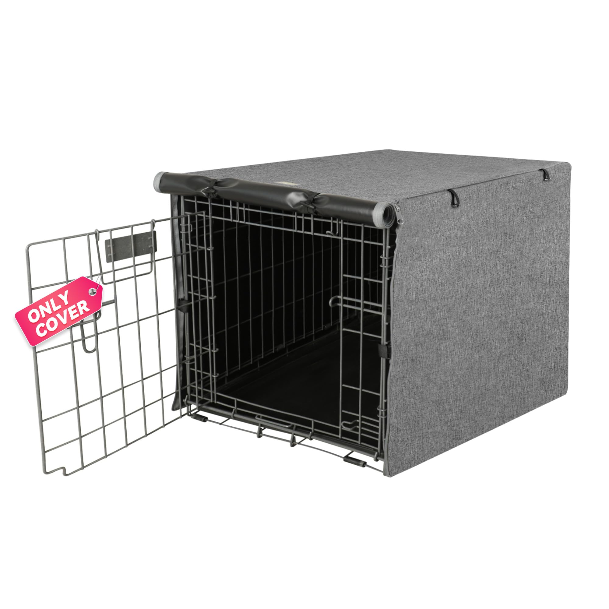 Dog Crate Cover - Kennel Covers Fit for 24 Inch Dogs Crate, Double Door Polyester for Wire Puppy Cage Indoor Outdoor Protection, Grey