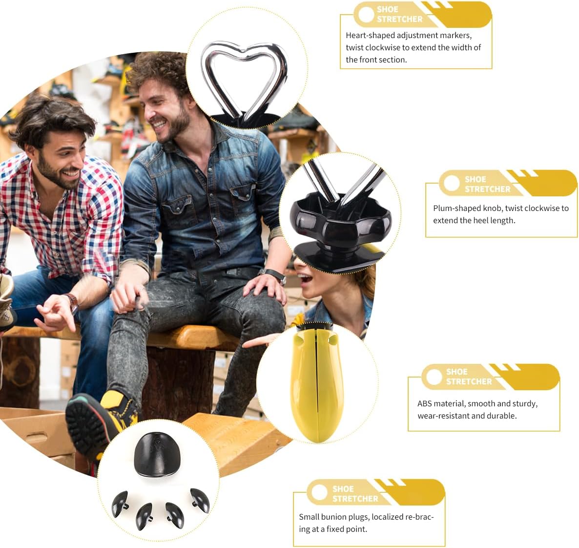 Shoe Stretcher, New Boot Stretcher Women Men, 4-Way Stretchable, for Shaping the Inside of the Shoe.